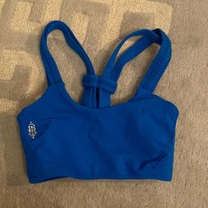 Free People Movement royal blue scrappy back sports bra